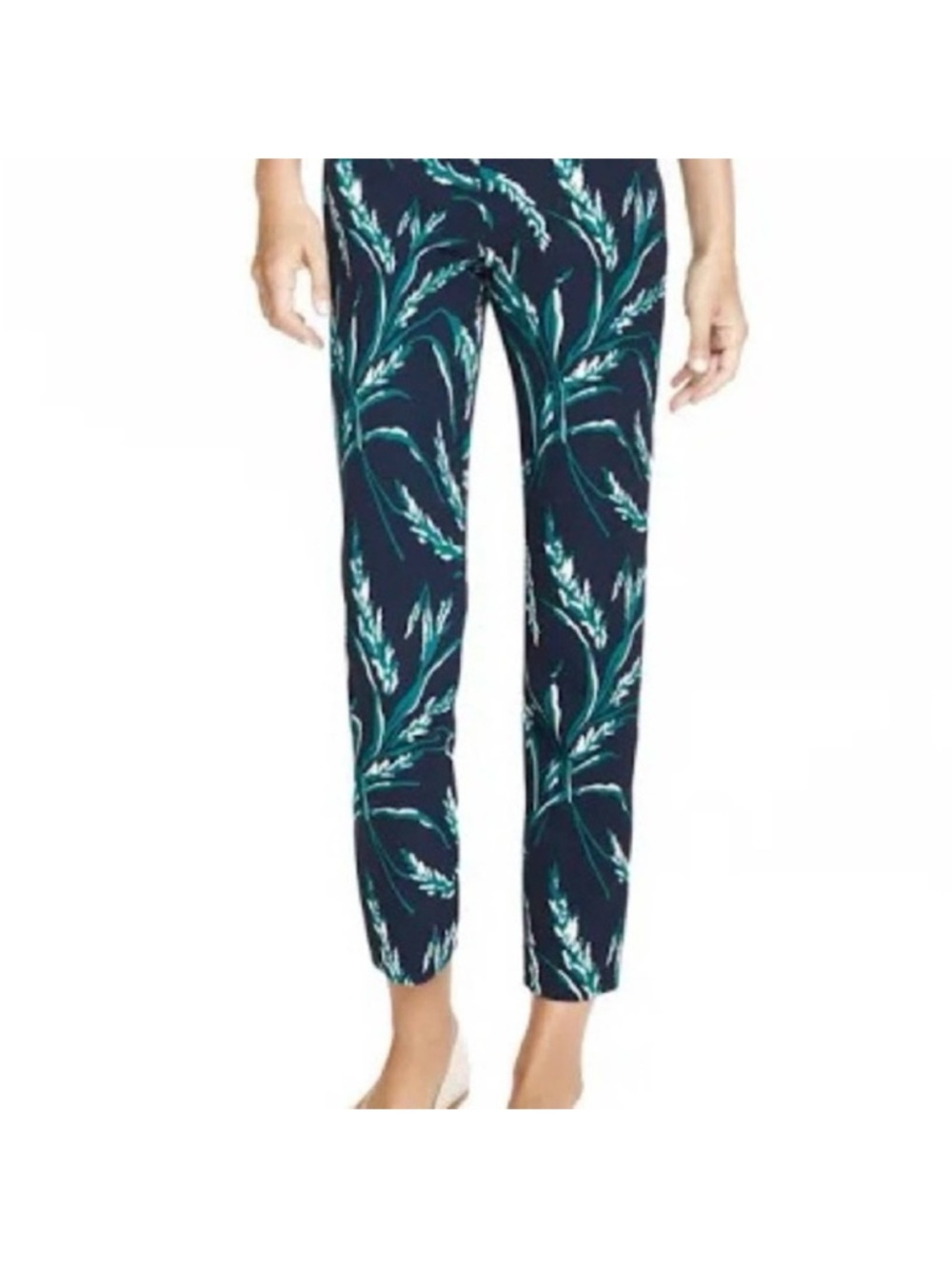 Draper James Love Field Knoxville Blue Pants Leaf Print